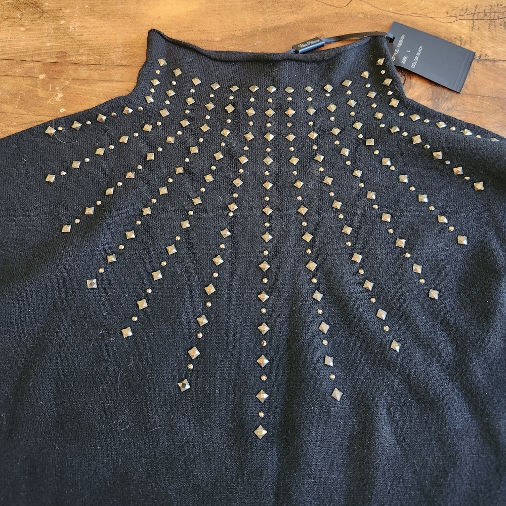 Black Bodycon Sweater Sequin Detail Size Large New W Tag Vila Milano